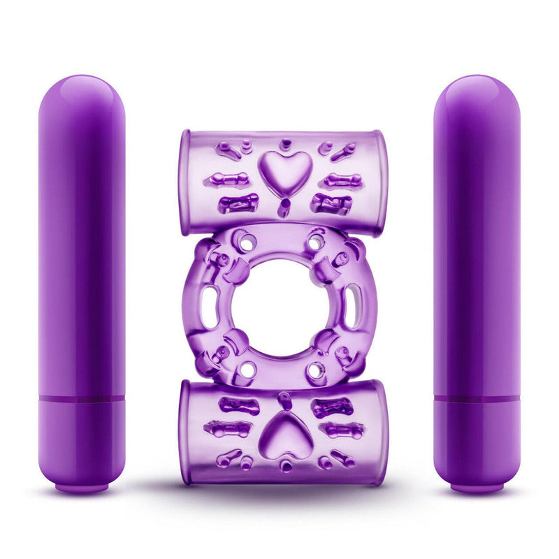 Play With Me Dual Vibrating Cock Ring - Purple | Blush - The Dildo Hub