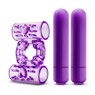 Play With Me Dual Vibrating Cock Ring - Purple | Blush - The Dildo Hub