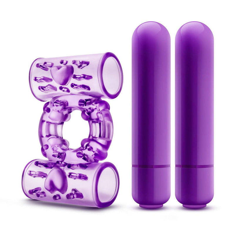 Play With Me Dual Vibrating Cock Ring - Purple | Blush - The Dildo Hub