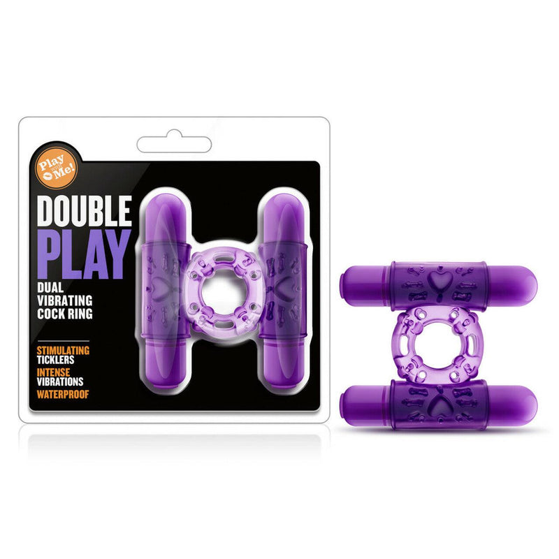 Play With Me Dual Vibrating Cock Ring - Purple | Blush - The Dildo Hub