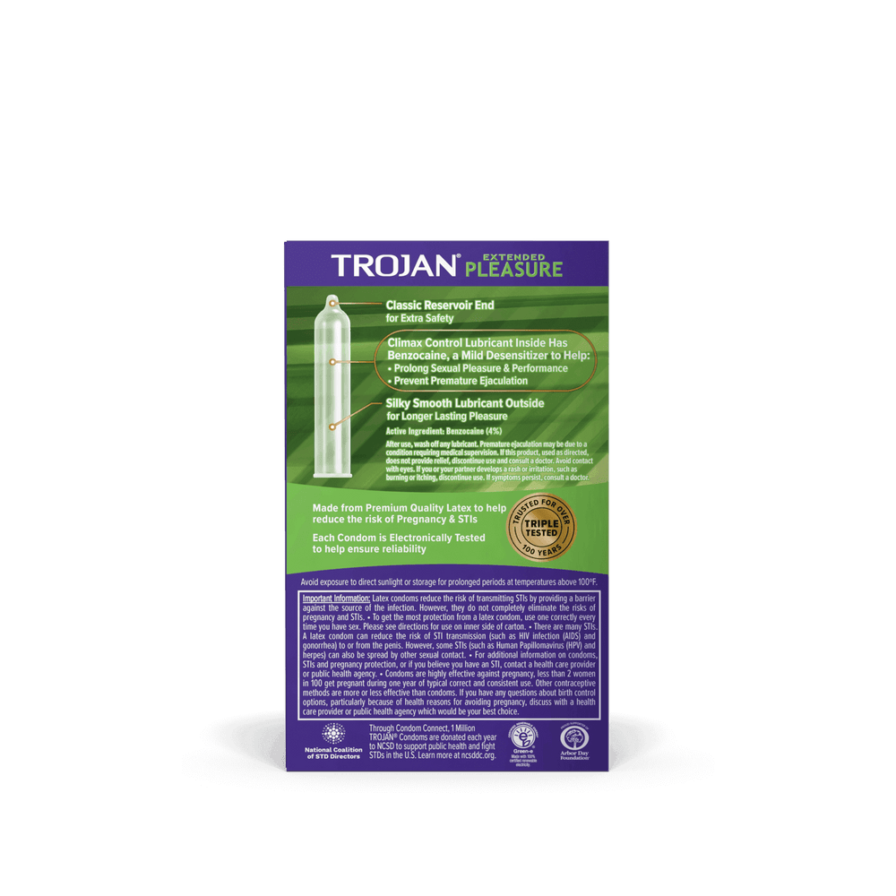 Pleasures Extended Lubricated Condoms - 12 Pack | Trojan - The Dildo Hub