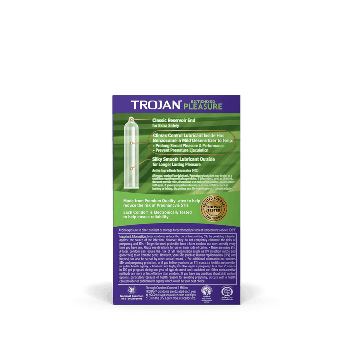 Pleasures Extended Lubricated Condoms - 12 Pack | Trojan - The Dildo Hub