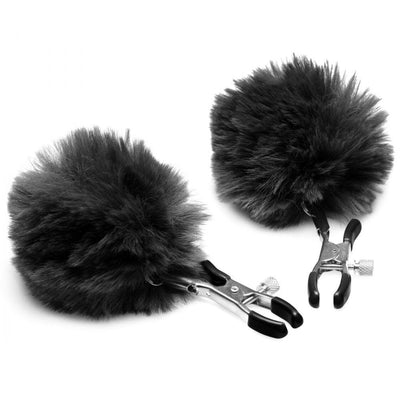 Pom Pom Nipple Clamps Black - The Dildo Hub