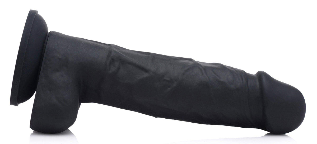 Power Pecker 7 Inch Silicone Dildo with Balls - Black - The Dildo Hub