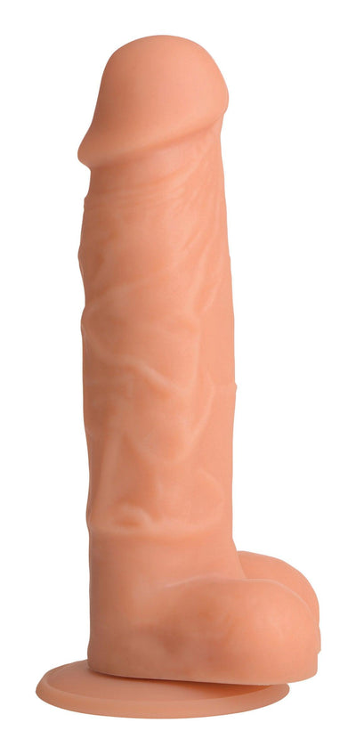 Power Pecker 7 Inch Silicone Dildo with Balls - Flesh - The Dildo Hub