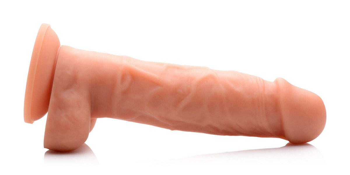 Power Pecker 7 Inch Silicone Dildo with Balls - Flesh - The Dildo Hub