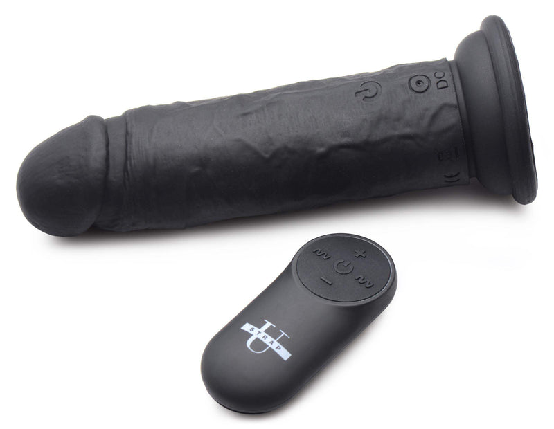 Power Player 28X Vibrating Silicone Dildo with Remote - Black - The Dildo Hub