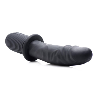 Power Pounder Vibrating and Thrusting Silicone Dildo - Black - The Dildo Hub