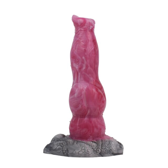 Fantasy Animal Dog Knot Dildo in Pink and Grey Marbling - 8.46 Inches Sex Toys from thedildohub.com