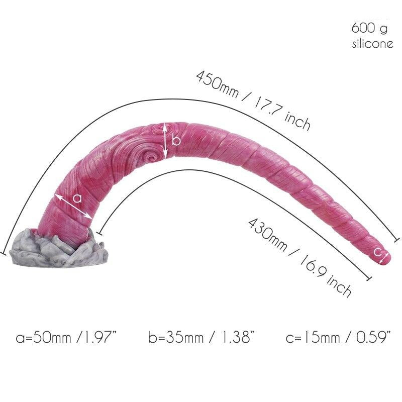 Long Fantasy Tentacle Dildo in Pink and Grey Marbling - 17.70 Inches Sex Toys from thedildohub.com