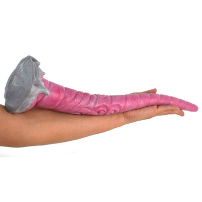 Long Fantasy Tentacle Dildo in Pink and Grey Marbling - 17.70 Inches Sex Toys from thedildohub.com