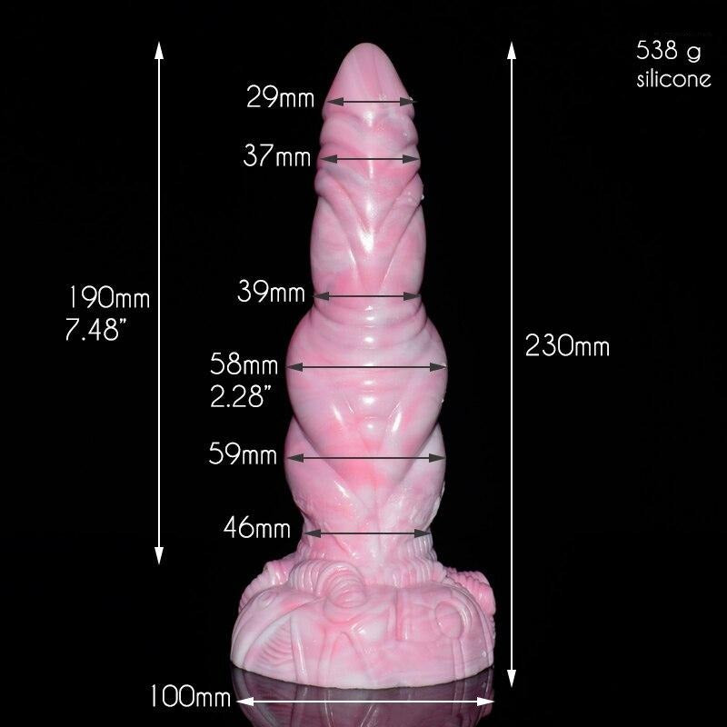 Hellhound Double Knot Wolf Dildo in Pink Marbling - 9.05 Inches Sex Toys from thedildohub.com