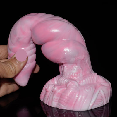 Hellhound Double Knot Wolf Dildo in Pink Marbling - 9.05 Inches Sex Toys from thedildohub.com