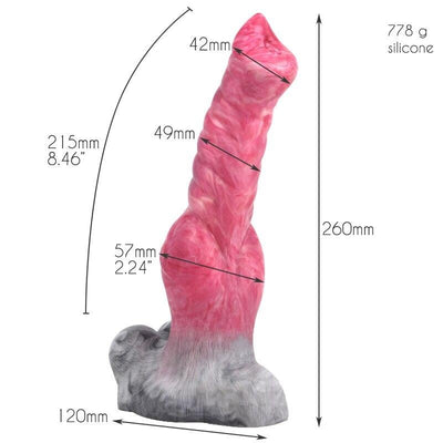 Fantasy Werewolf Wolf Knot Dildo in Pink and Grey Marbling - 10.23 Inches Sex Toys from thedildohub.com