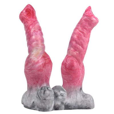 Fantasy Werewolf Wolf Knot Dildo in Pink and Grey Marbling - 10.23 Inches Sex Toys from thedildohub.com