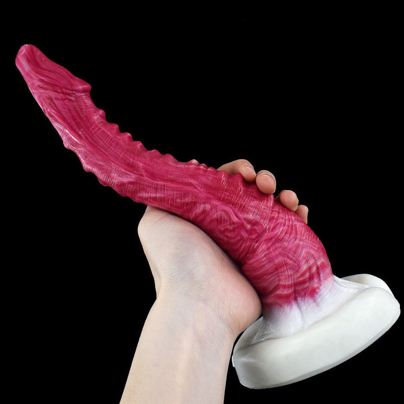 Extra Long Fantasy Dragon Tail Dildo in Burgundy Marbling - 10.43 Inches  from The Dildo Hub