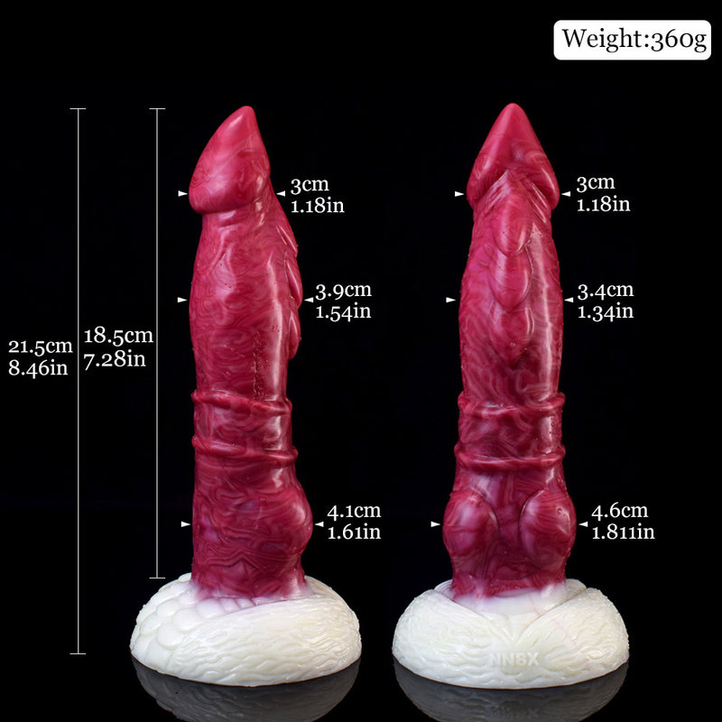 Fantasy Dog Knot Anal Dildo in Burgundy Marbling - 8.46 Inches  from The Dildo Hub