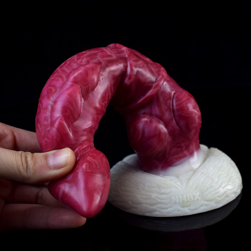 Fantasy Dog Knot Anal Dildo in Burgundy Marbling - 8.46 Inches  from The Dildo Hub