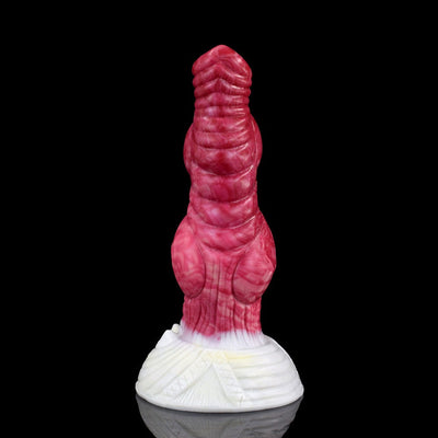 Fantasy Animal Dog Dildo with 4 Knots in Burgundy Marbling - 7.48 Inches  from The Dildo Hub
