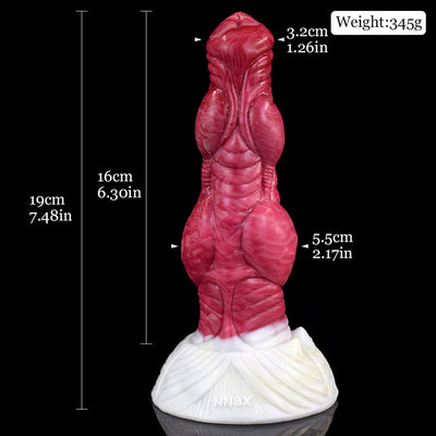 Fantasy Animal Dog Dildo with 4 Knots in Burgundy Marbling - 7.48 Inches  from The Dildo Hub