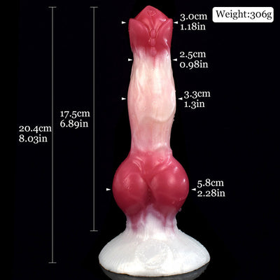 Fantasy Animal Wolf Knot Dildo in Burgundy Marbling - 8.03 Inches  from The Dildo Hub
