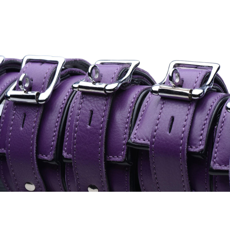 Purple 5 Piece Locking Leather Bondage Set - The Dildo Hub