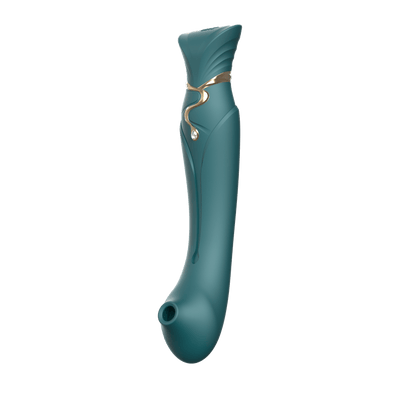 Queen Set G-spot PulseWave Vibrator with Suction Sleeve Jewel Green - The Dildo Hub