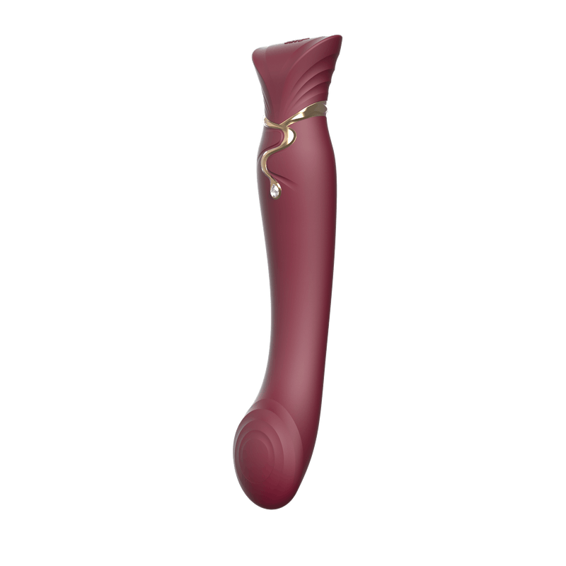 Queen Set G-spot PulseWave Vibrator with Suction Sleeve Wine Red - The Dildo Hub