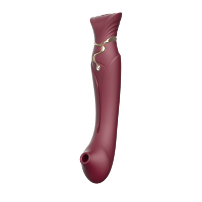 Queen Set G-spot PulseWave Vibrator with Suction Sleeve Wine Red - The Dildo Hub