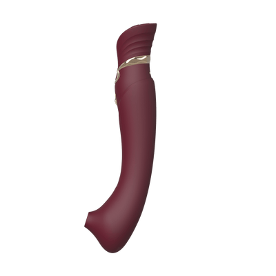 Queen Set G-spot PulseWave Vibrator with Suction Sleeve Wine Red - The Dildo Hub