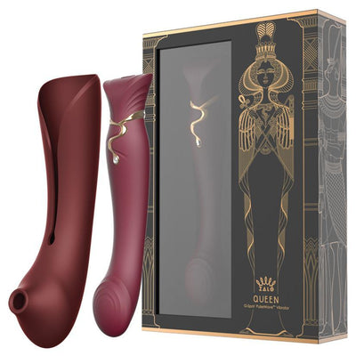 Queen Set G-spot PulseWave Vibrator with Suction Sleeve Wine Red - The Dildo Hub