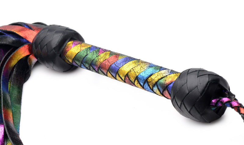 Rainbow Leather Flogger - The Dildo Hub