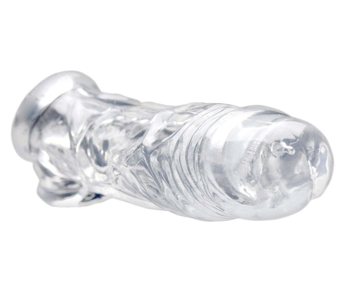 Realistic Clear Penis Enhancer and Ball Stretcher - The Dildo Hub