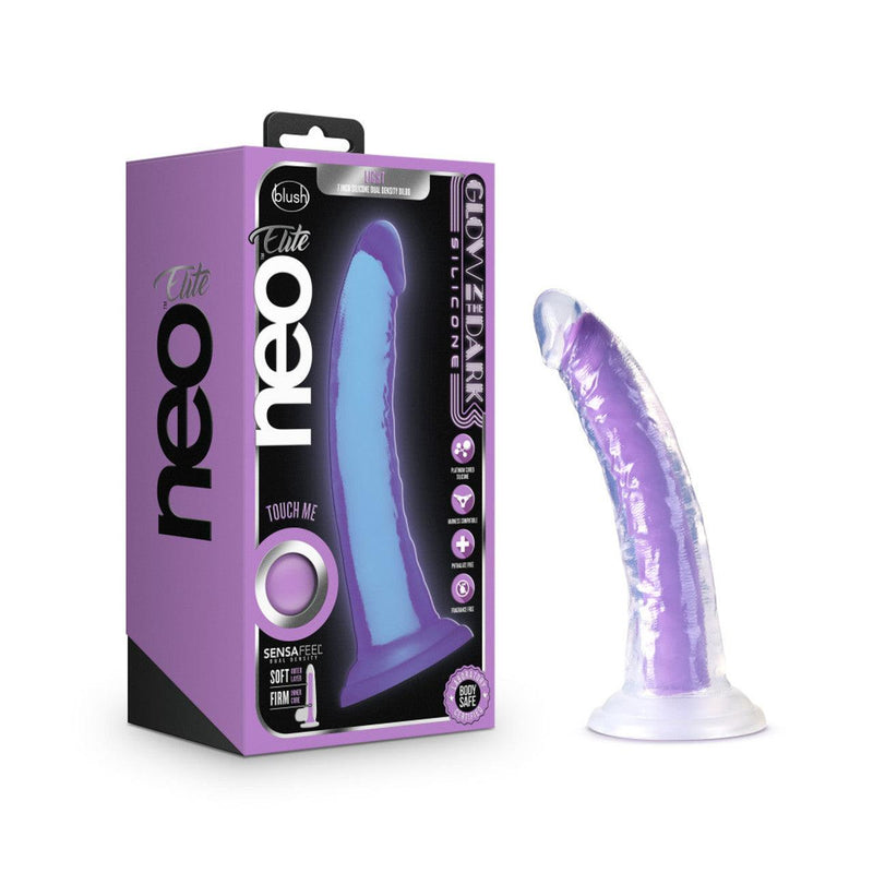 Realistic Dildos Neo Elite Glow in the Dark - Neon Purple 7" - The Dildo Hub