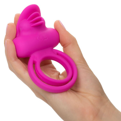 Rechargeable Dual Clit Flicker Vibrating Cock Ring | CalExotics - The Dildo Hub