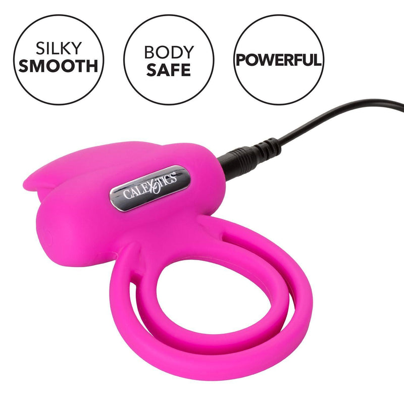 Rechargeable Dual Clit Flicker Vibrating Cock Ring | CalExotics - The Dildo Hub