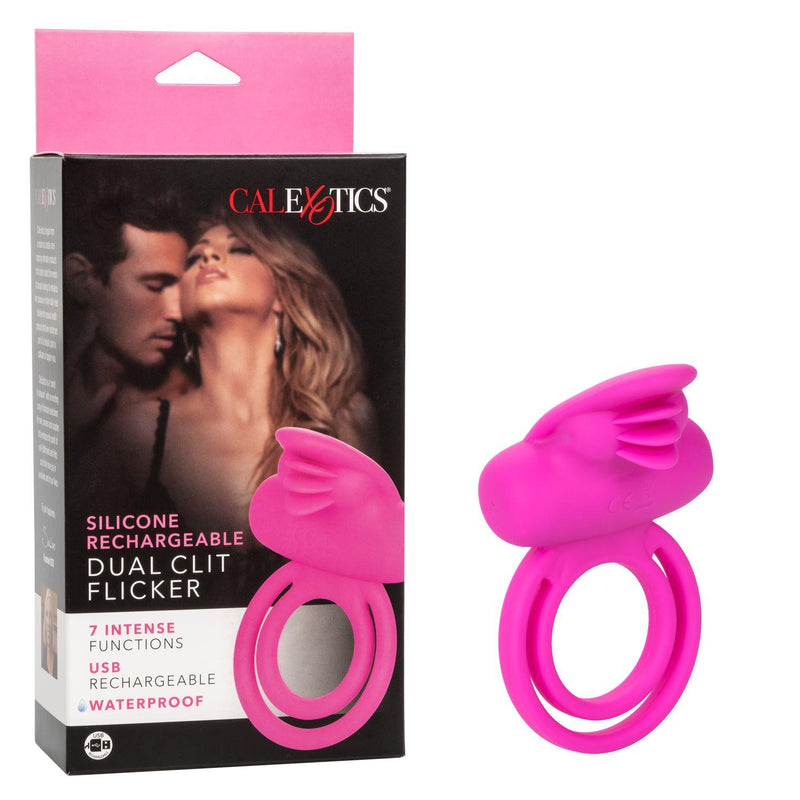 Rechargeable Dual Clit Flicker Vibrating Cock Ring | CalExotics - The Dildo Hub