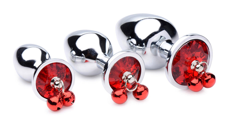 Red Gem with Bells Anal Plug Set - The Dildo Hub