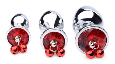 Red Gem with Bells Anal Plug Set - The Dildo Hub