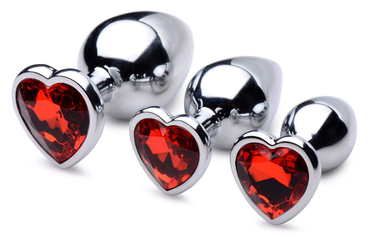 Red Heart Gem Anal Plug Set - The Dildo Hub