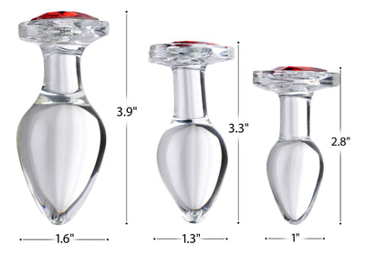 Red Heart Gem Glass Anal Plug - Large - The Dildo Hub