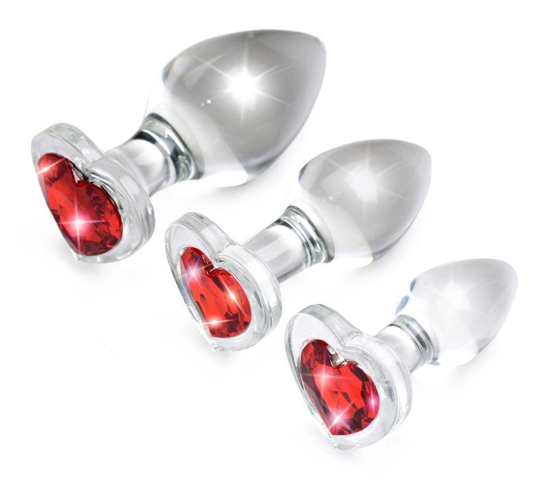 Red Heart Gem Glass Anal Plug Set - The Dildo Hub