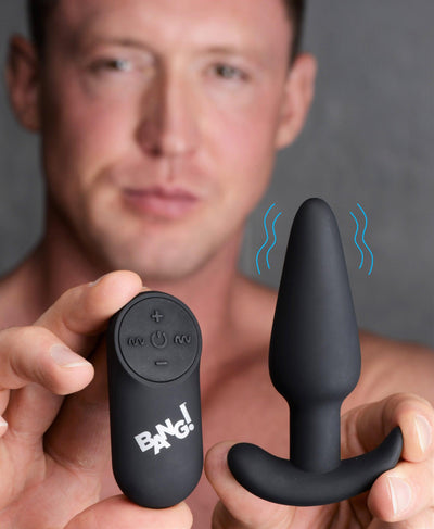 Remote Control 21X Vibrating Silicone Butt Plug - Black - The Dildo Hub