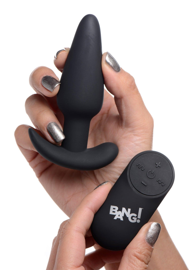 Remote Control 21X Vibrating Silicone Butt Plug - Black - The Dildo Hub