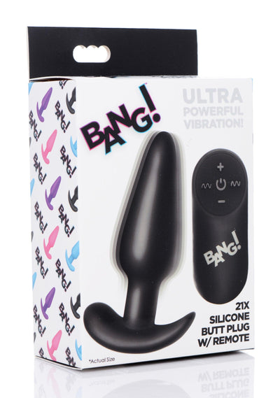 Remote Control 21X Vibrating Silicone Butt Plug - Black - The Dildo Hub