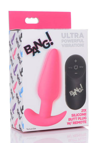 Remote Control 21X Vibrating Silicone Butt Plug - Pink - The Dildo Hub