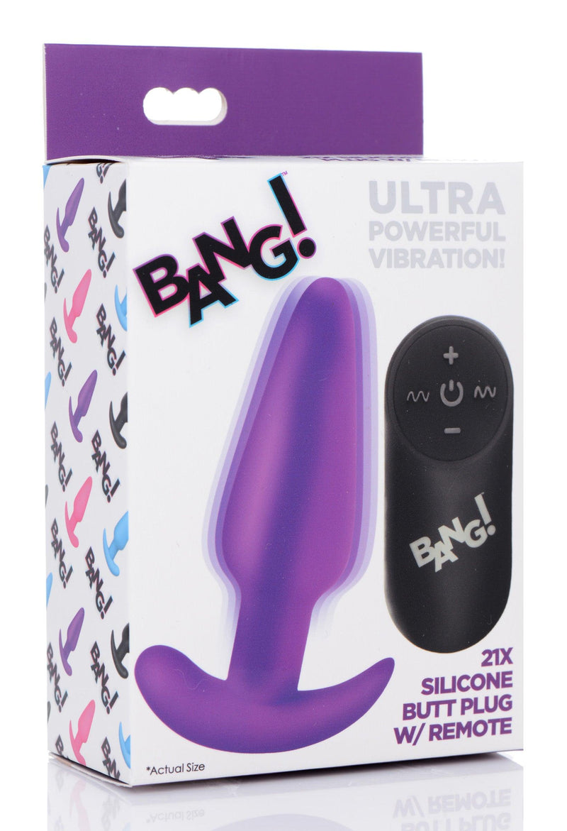 Remote Control 21X Vibrating Silicone Butt Plug - Purple - The Dildo Hub