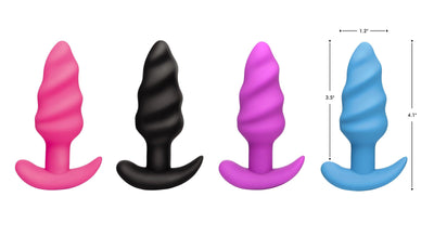 Remote Control 21X Vibrating Silicone Swirl Butt Plug - Black - The Dildo Hub