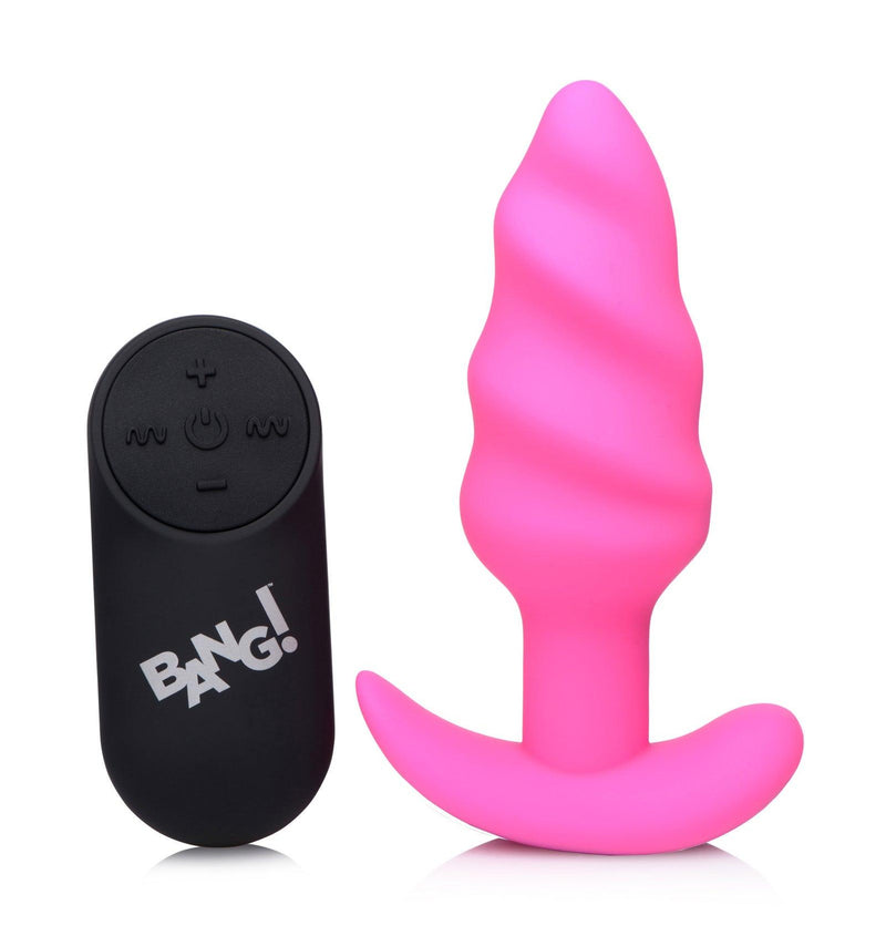 Remote Control 21X Vibrating Silicone Swirl Butt Plug - Pink - The Dildo Hub