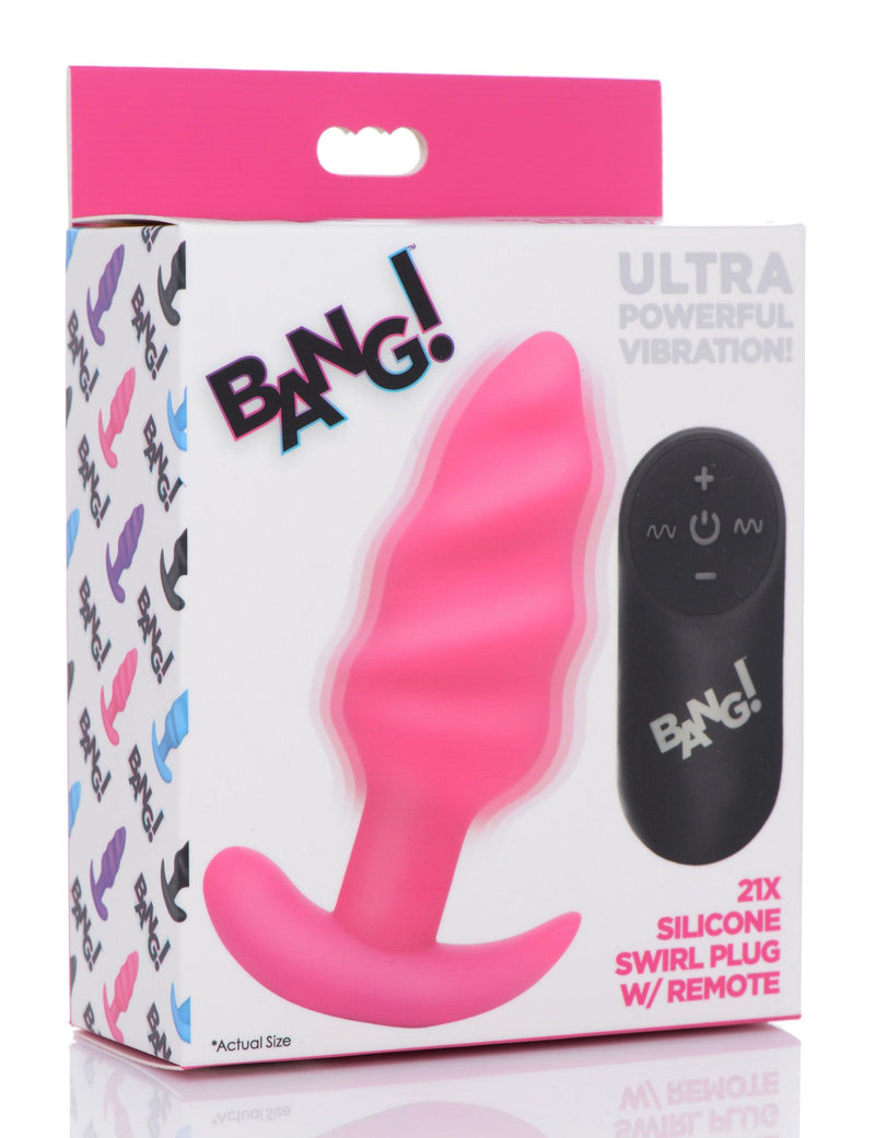 Remote Control 21X Vibrating Silicone Swirl Butt Plug - Pink - The Dildo Hub